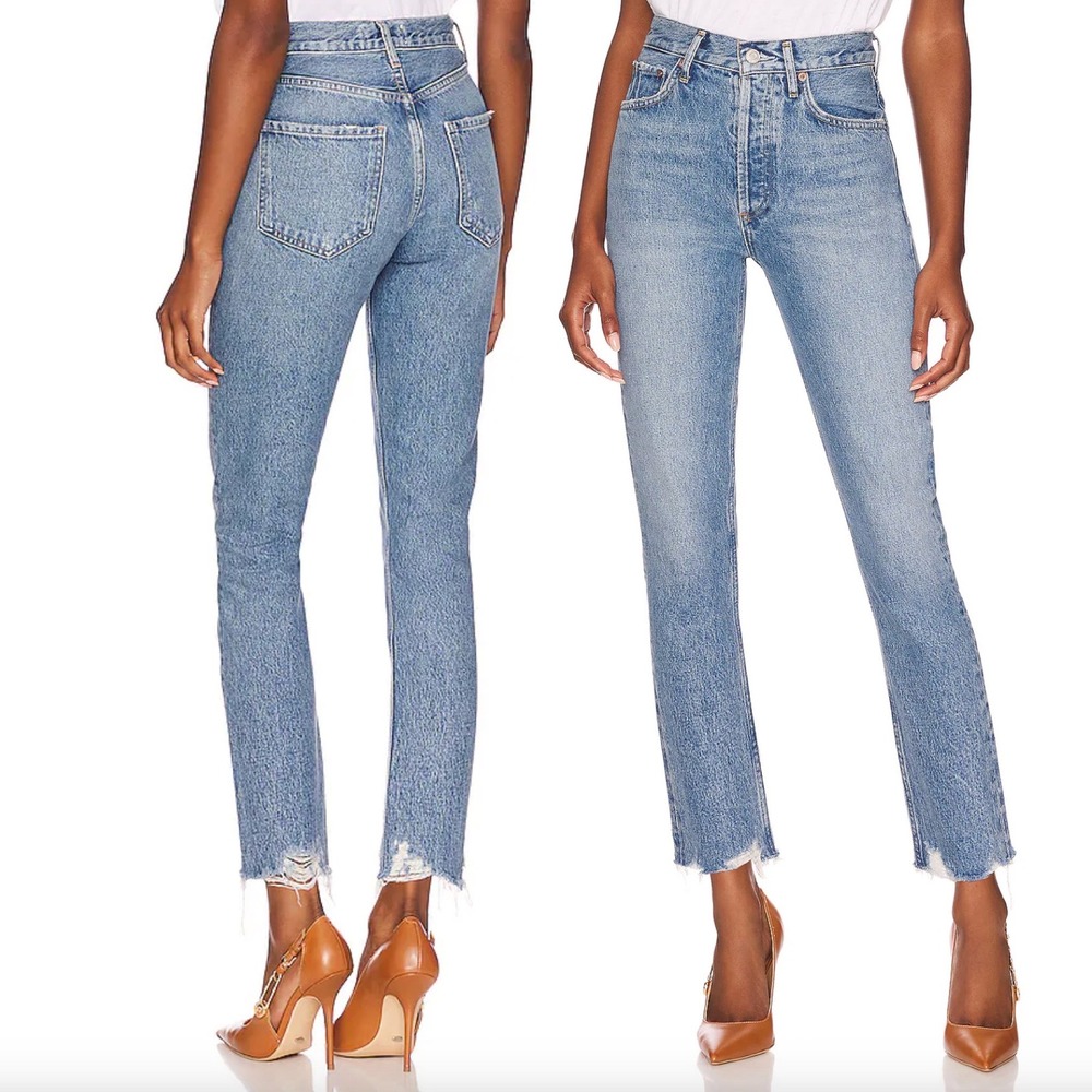 AGOLDE Riley High Rise Straight Crop Jeans in Haven Raw Hem